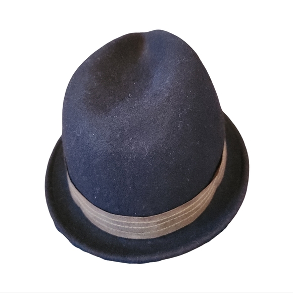 Stylish Wool Navy Fedora with Brown Band By Goorin Brothers XL - Picture 2 of 6